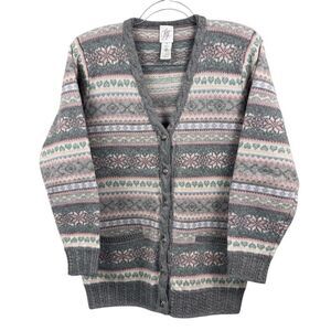 Vintage Fisher Hill Women's Wool Fair Isle Cardigan Sweater Multicolor Size S